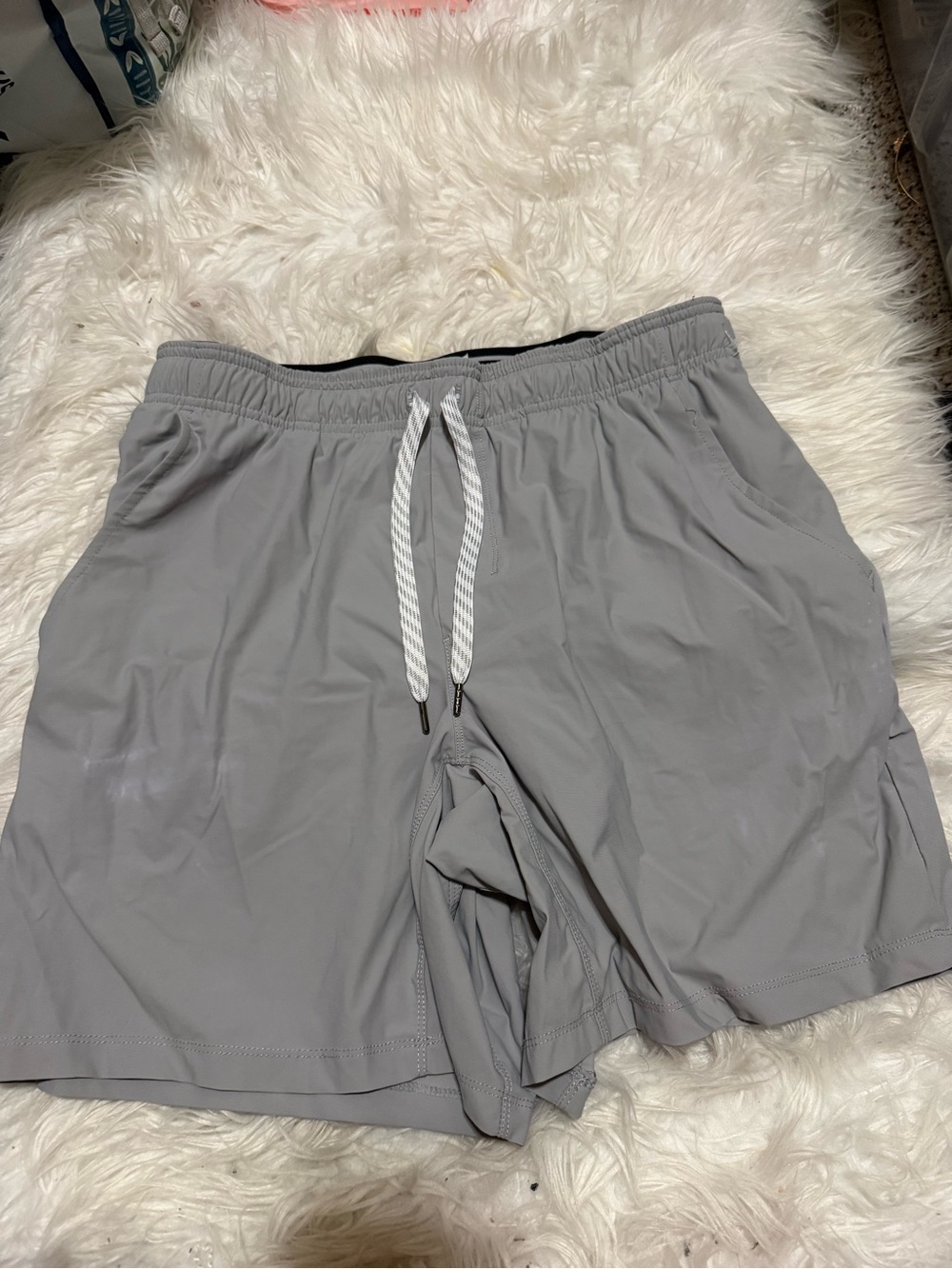 Men's Lightweight Gray Athletic Shorts - Casual Drawstring Medium